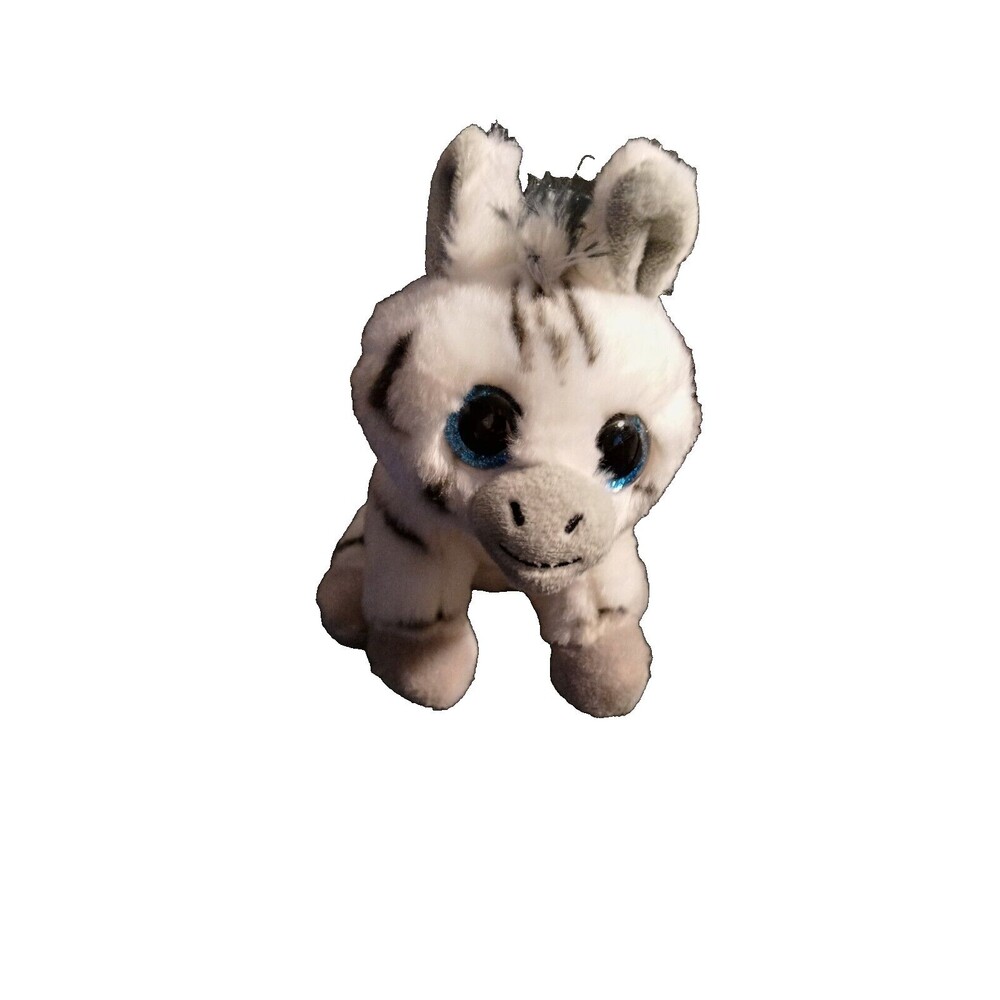Ty Beanie Boo Stripes The Zebra Plush Toy Blue Glitter Eyes Soft Stuffed Animal